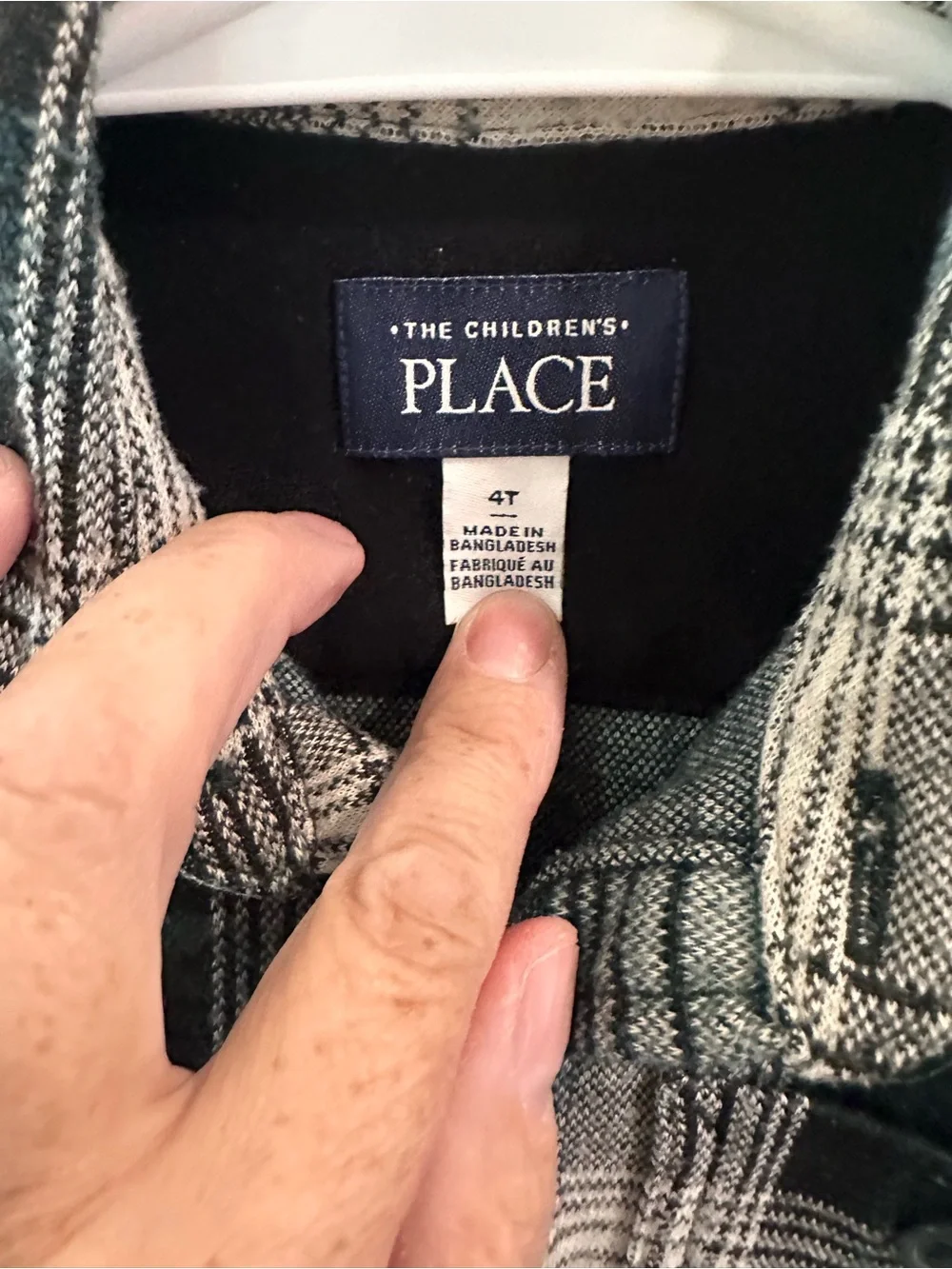 The Children's Place Dark Green & White Plaid Button-Down Shirt
